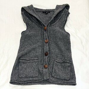 Banana Republic Sweater Vest Small Hooded Gray Lambs Wool Cashmere